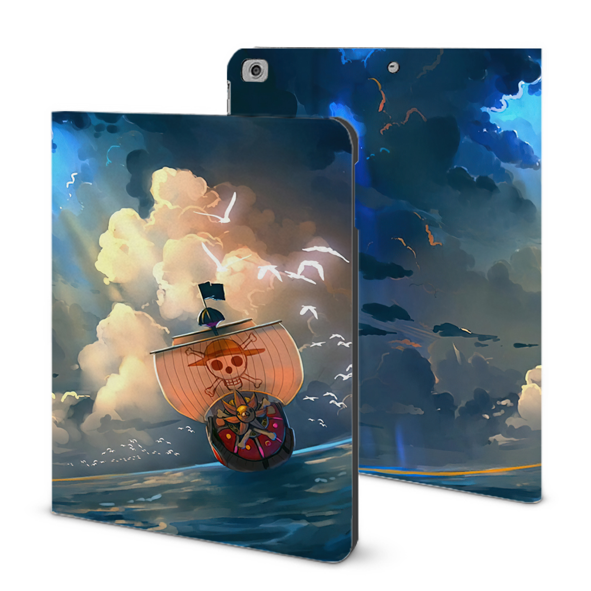 ワンピース ONE PIECE IPad ケース ブック型 PUレザー TPU 耐衝撃 軽量 薄型 ペン収納なし 全面保護 IPad 各モデル対応